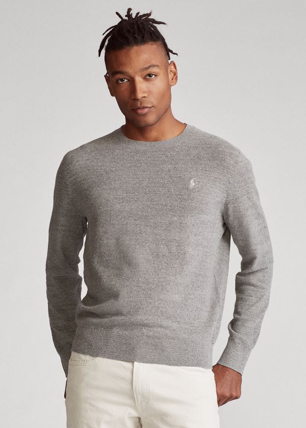 Polo Ralph Lauren Cotton-Linen Crewneck Striktrøje Herre Danmark (CIEHL2350)